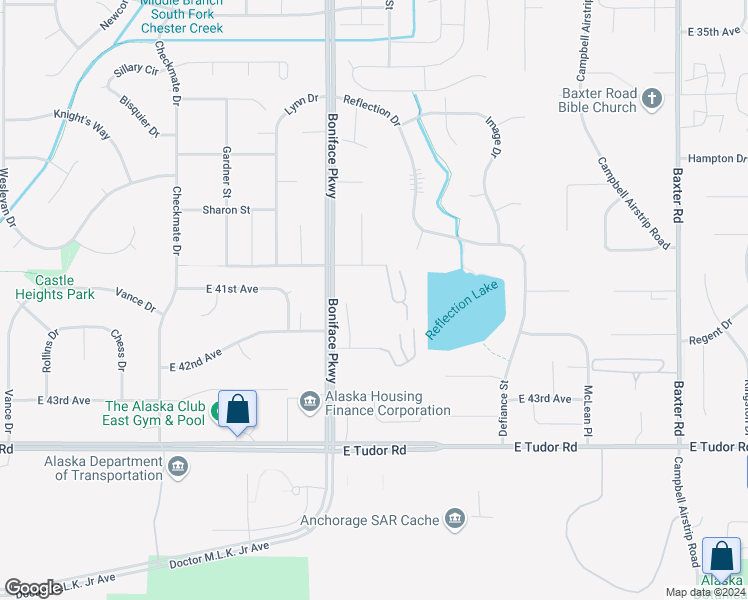 map of restaurants, bars, coffee shops, grocery stores, and more near 5614 East 40th Avenue in Anchorage