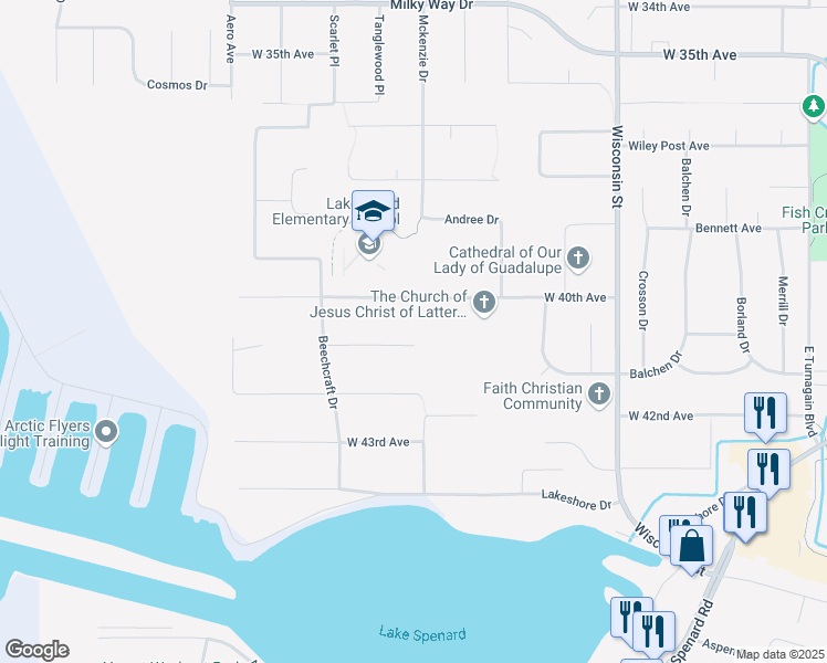 map of restaurants, bars, coffee shops, grocery stores, and more near 3501 West 41st Avenue in Anchorage