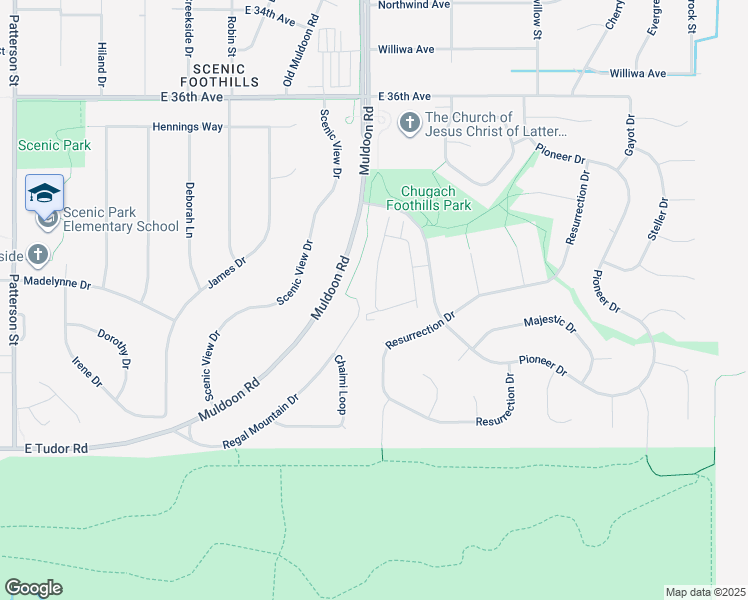 map of restaurants, bars, coffee shops, grocery stores, and more near 7936 Resurrection Drive in Anchorage