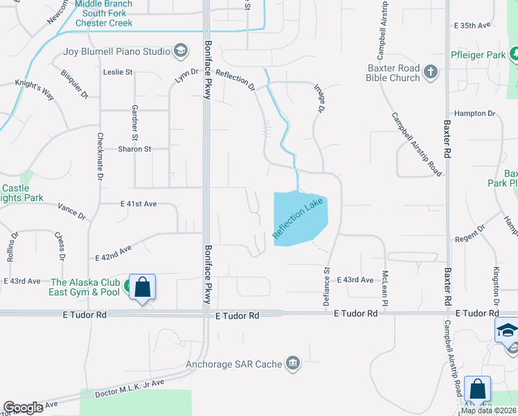 map of restaurants, bars, coffee shops, grocery stores, and more near 5643 Chilkoot Court in Anchorage
