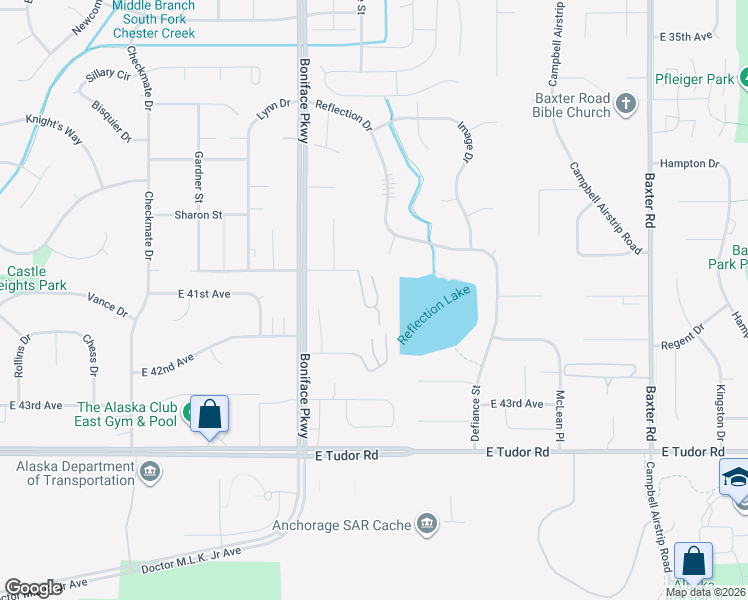map of restaurants, bars, coffee shops, grocery stores, and more near 5643 Chilkoot Court in Anchorage