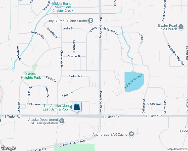 map of restaurants, bars, coffee shops, grocery stores, and more near 5419 East 42nd Avenue in Anchorage