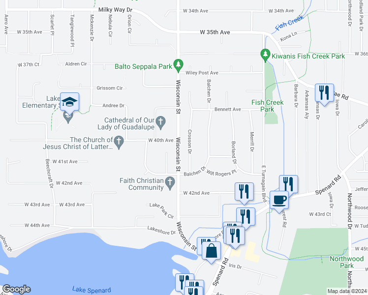 map of restaurants, bars, coffee shops, grocery stores, and more near 4026 Crosson Drive in Anchorage