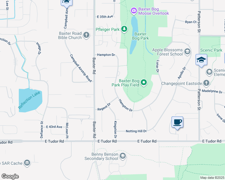 map of restaurants, bars, coffee shops, grocery stores, and more near 6436 Barclay Court in Anchorage