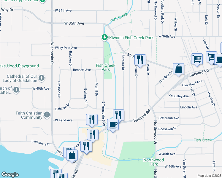 map of restaurants, bars, coffee shops, grocery stores, and more near 3911 East Turnagain Boulevard in Anchorage