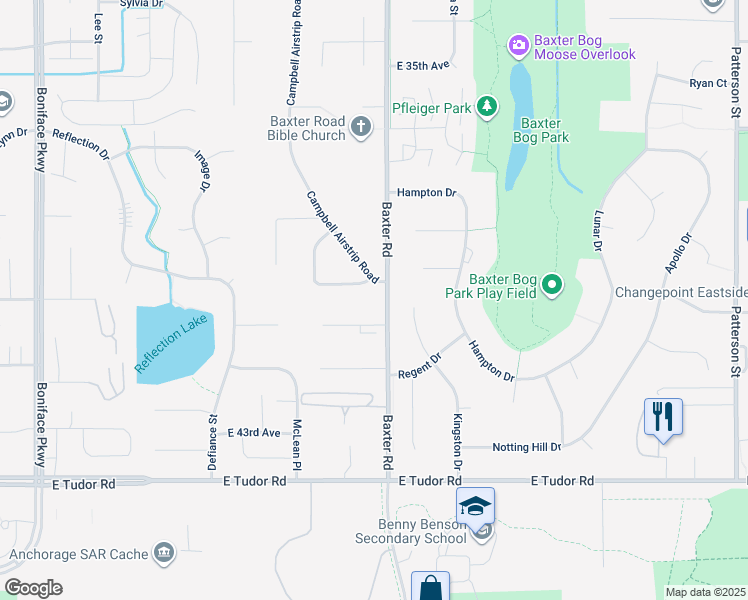 map of restaurants, bars, coffee shops, grocery stores, and more near 3977 Eastway Loop in Anchorage