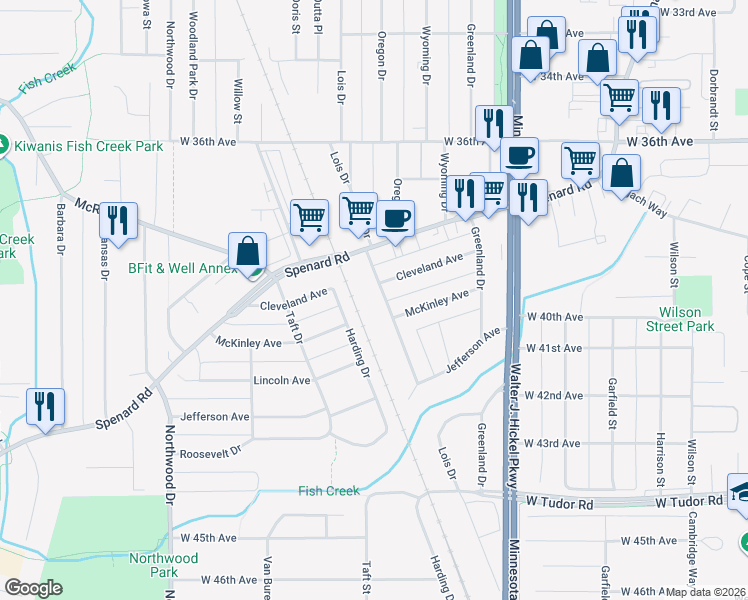 map of restaurants, bars, coffee shops, grocery stores, and more near 3808 Lois Drive in Anchorage
