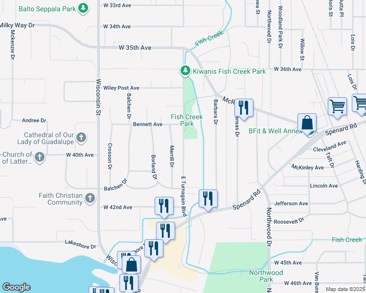 map of restaurants, bars, coffee shops, grocery stores, and more near 3910 East Turnagain Boulevard in Anchorage