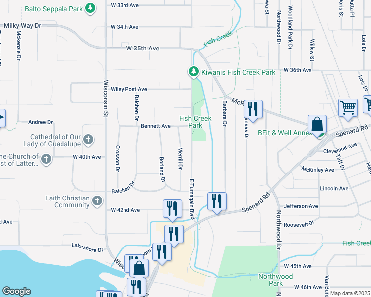 map of restaurants, bars, coffee shops, grocery stores, and more near 3910 East Turnagain Boulevard in Anchorage