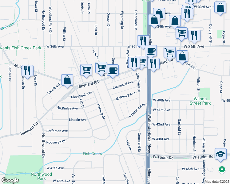 map of restaurants, bars, coffee shops, grocery stores, and more near 1908 Cleveland Avenue in Anchorage