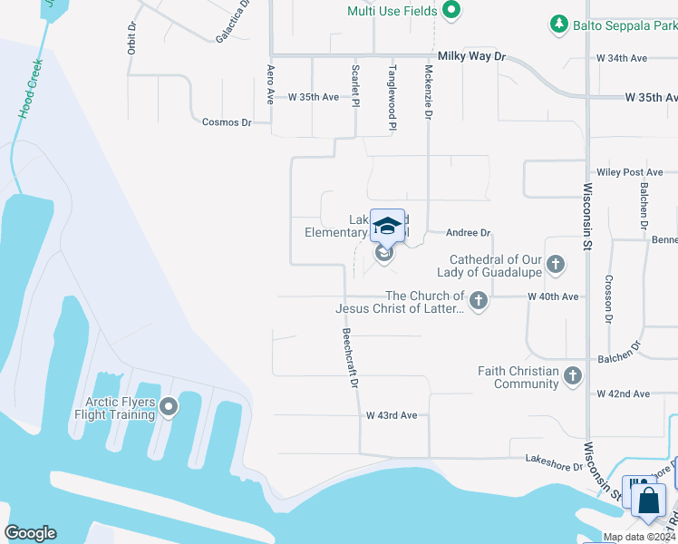 map of restaurants, bars, coffee shops, grocery stores, and more near 3722 Roald Amundsen Avenue in Anchorage