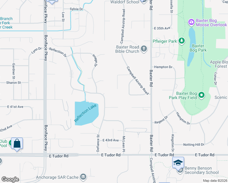 map of restaurants, bars, coffee shops, grocery stores, and more near 3973 Defiance Street in Anchorage