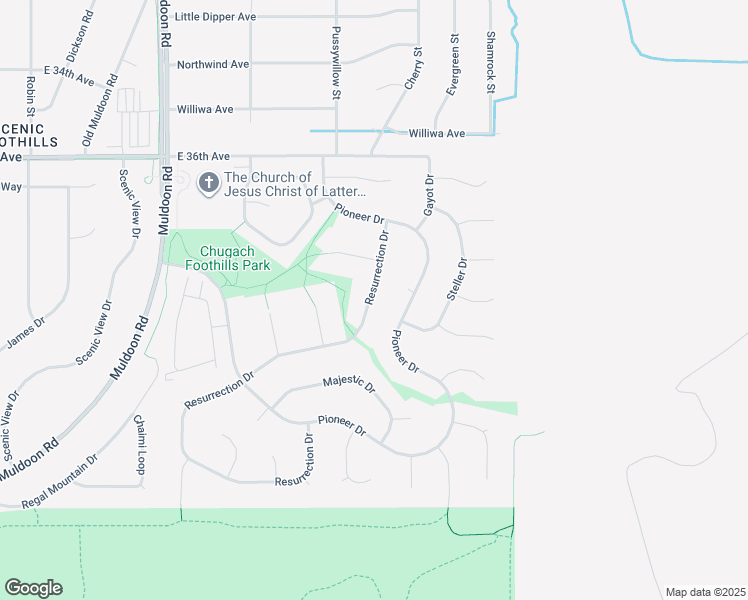 map of restaurants, bars, coffee shops, grocery stores, and more near 3909 Resurrection Drive in Anchorage