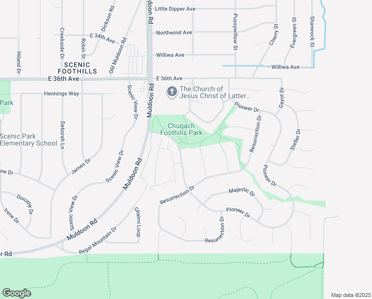 map of restaurants, bars, coffee shops, grocery stores, and more near 8001 Pioneer Drive in Anchorage