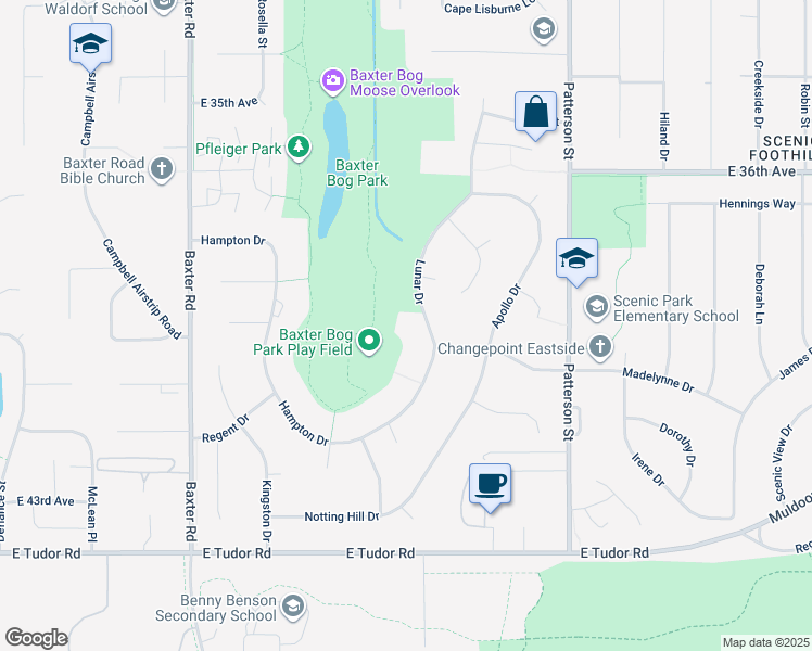 map of restaurants, bars, coffee shops, grocery stores, and more near 4022 Lunar Drive in Anchorage