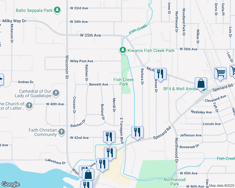 map of restaurants, bars, coffee shops, grocery stores, and more near 3910 East Turnagain Boulevard in Anchorage