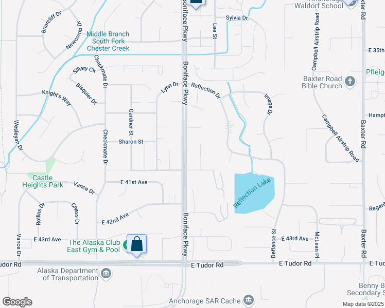 map of restaurants, bars, coffee shops, grocery stores, and more near 3930 Bryant Ridge Place in Anchorage