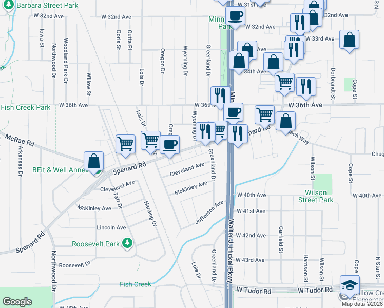 map of restaurants, bars, coffee shops, grocery stores, and more near in Anchorage