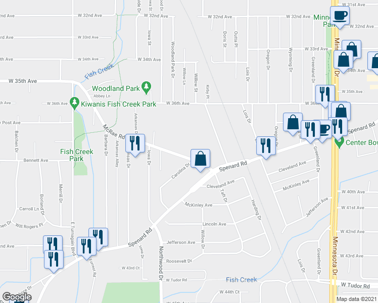 map of restaurants, bars, coffee shops, grocery stores, and more near 2305 McRae Road in Anchorage