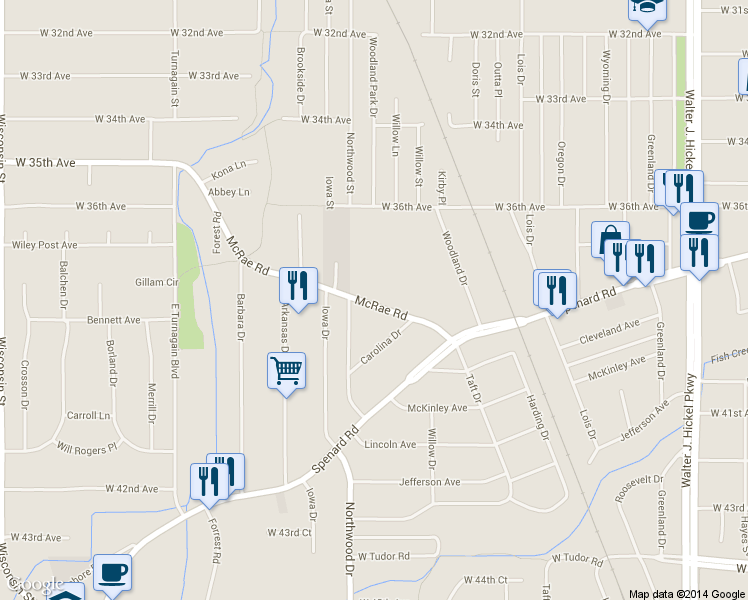 map of restaurants, bars, coffee shops, grocery stores, and more near 2311 McRae Rd in Anchorage