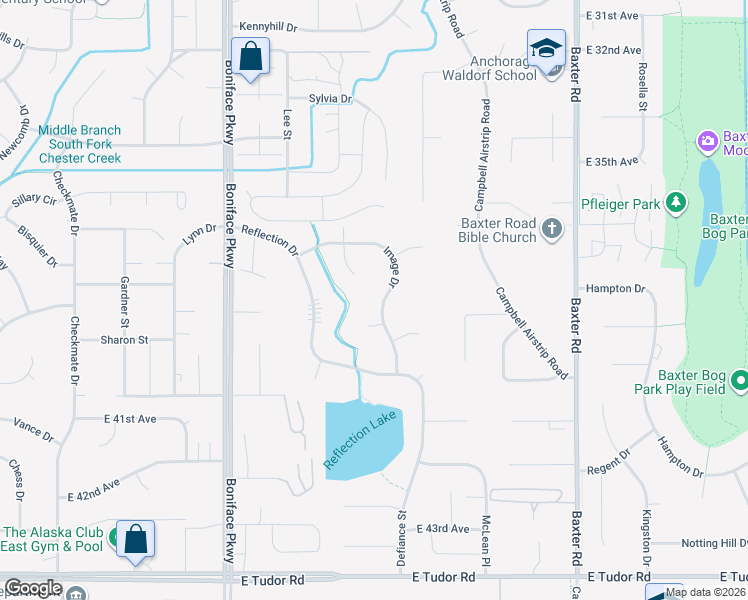map of restaurants, bars, coffee shops, grocery stores, and more near 3760 Image Drive in Anchorage