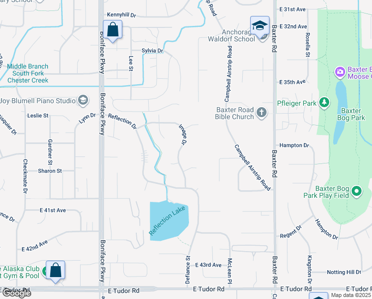 map of restaurants, bars, coffee shops, grocery stores, and more near 3743 Image Drive in Anchorage