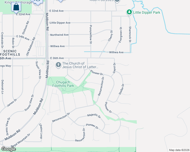map of restaurants, bars, coffee shops, grocery stores, and more near 8851 Pioneer Drive in Anchorage