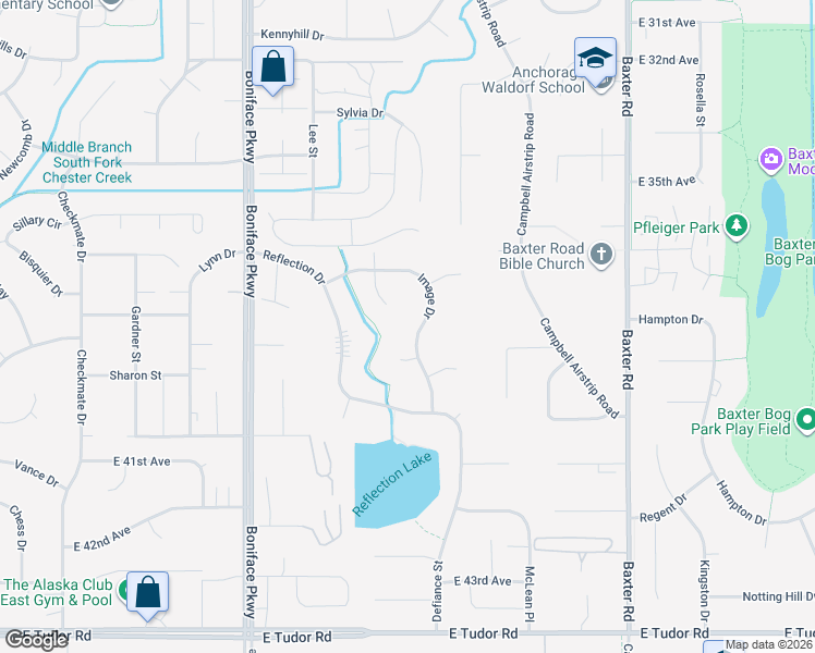 map of restaurants, bars, coffee shops, grocery stores, and more near 3760 Image Drive in Anchorage