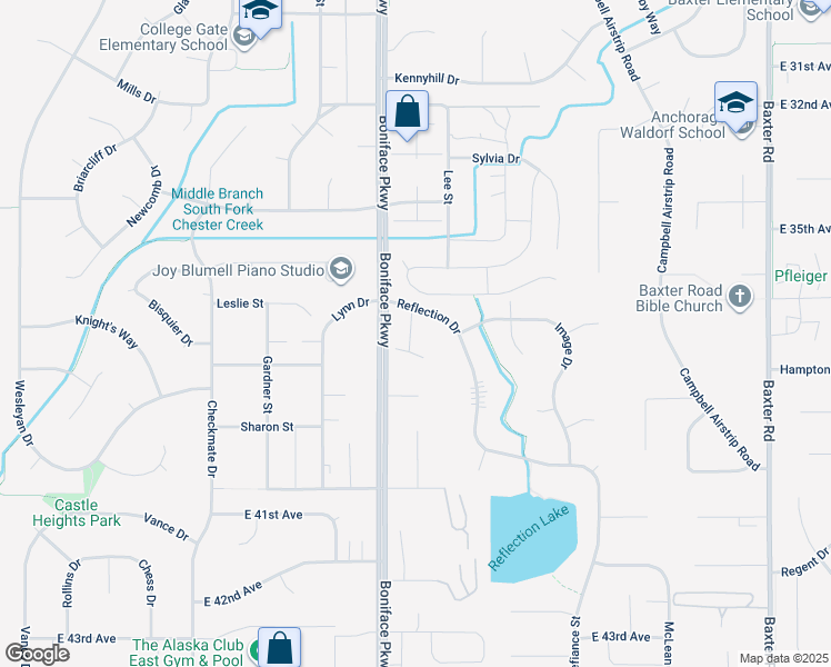 map of restaurants, bars, coffee shops, grocery stores, and more near 3307 Boniface Parkway in Anchorage