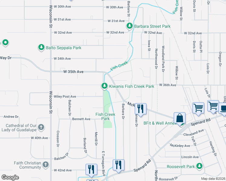 map of restaurants, bars, coffee shops, grocery stores, and more near 8 McRae Road in Anchorage