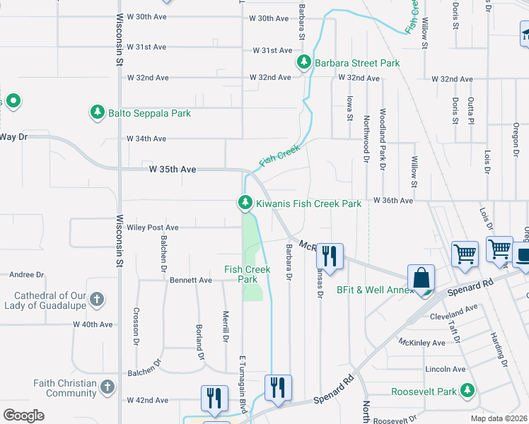 map of restaurants, bars, coffee shops, grocery stores, and more near 8 McRae Road in Anchorage