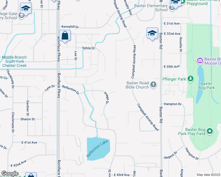 map of restaurants, bars, coffee shops, grocery stores, and more near 5901 Keyann Circle in Anchorage