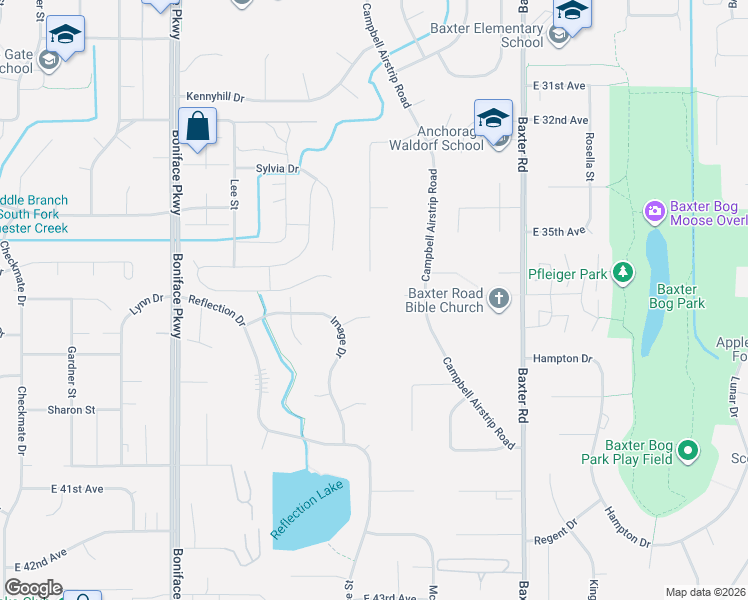 map of restaurants, bars, coffee shops, grocery stores, and more near 5911 Keyann Circle in Anchorage