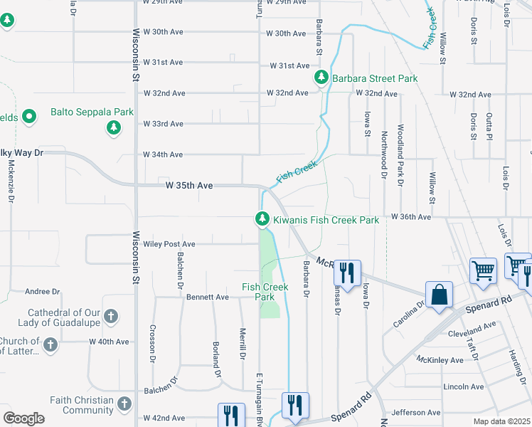 map of restaurants, bars, coffee shops, grocery stores, and more near 3515a East Turnagain Boulevard in Anchorage