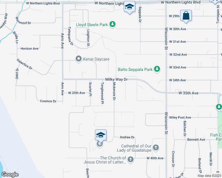 map of restaurants, bars, coffee shops, grocery stores, and more near 3418 McKenzie Drive in Anchorage