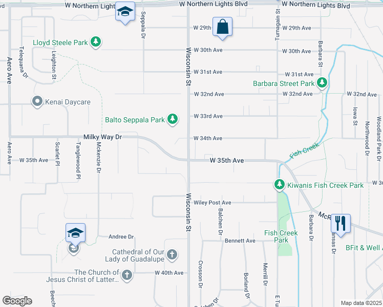 map of restaurants, bars, coffee shops, grocery stores, and more near in Anchorage