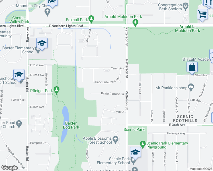 map of restaurants, bars, coffee shops, grocery stores, and more near 6924 Cape Lisburne Loop in Anchorage
