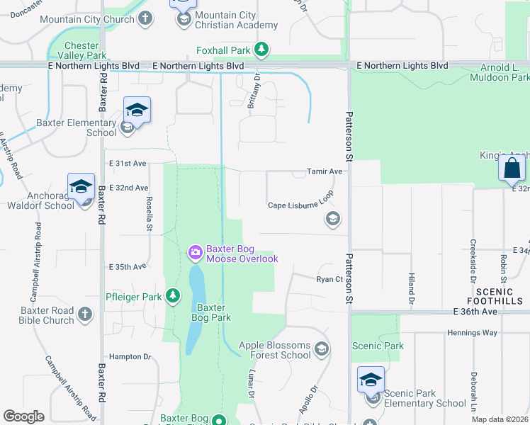 map of restaurants, bars, coffee shops, grocery stores, and more near 6836 Cape Lisburne Loop in Anchorage