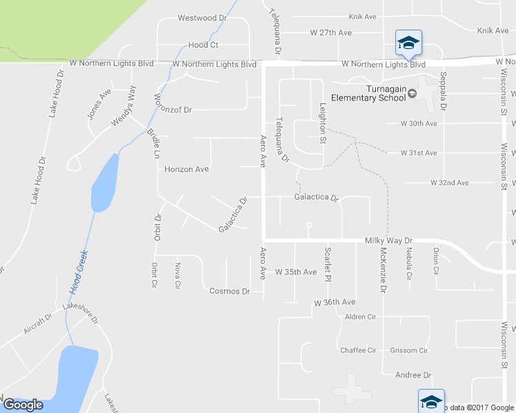 map of restaurants, bars, coffee shops, grocery stores, and more near 3900 Galactica Dr in Anchorage