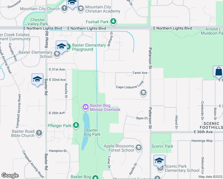 map of restaurants, bars, coffee shops, grocery stores, and more near 6836 Cape Lisburne Loop in Anchorage