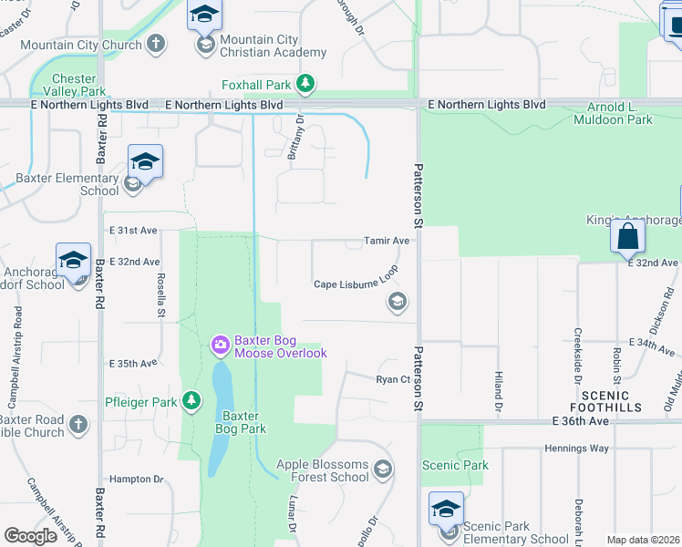 map of restaurants, bars, coffee shops, grocery stores, and more near 6908 Cape Lisburne Loop in Anchorage