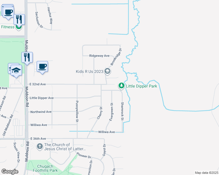 map of restaurants, bars, coffee shops, grocery stores, and more near 8521 Little Dipper Avenue in Anchorage