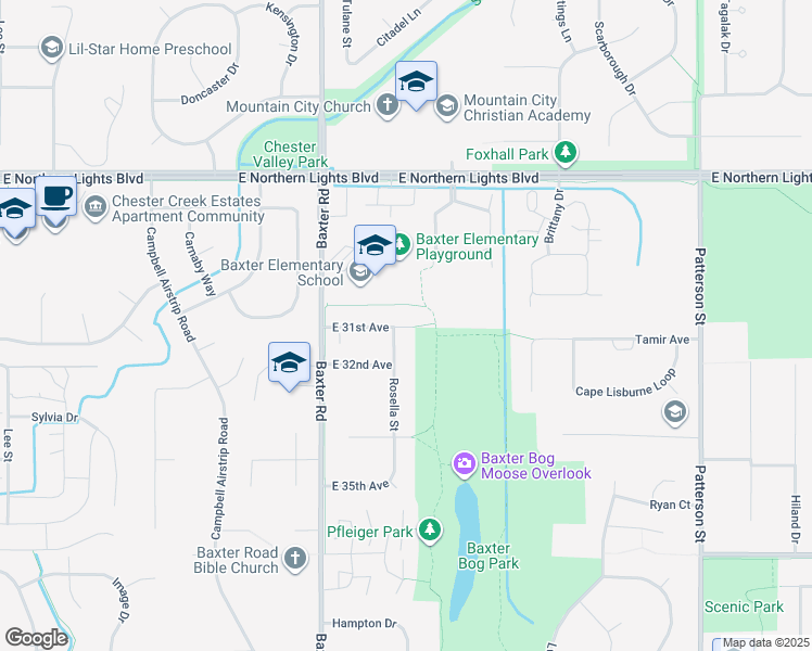 map of restaurants, bars, coffee shops, grocery stores, and more near 6507 East 31st Avenue in Anchorage