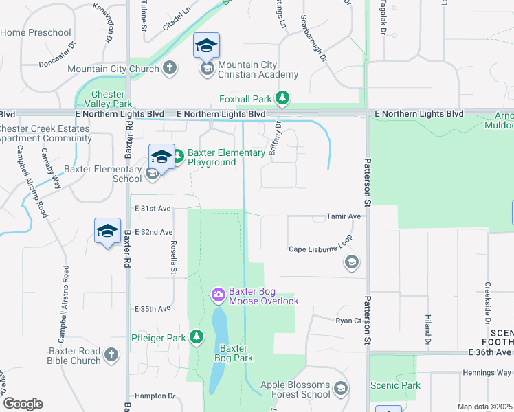 map of restaurants, bars, coffee shops, grocery stores, and more near 3132 Tayshee Cir in Anchorage