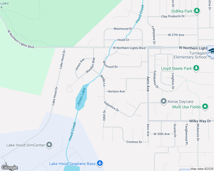 map of restaurants, bars, coffee shops, grocery stores, and more near 3101 Bridle Lane in Anchorage