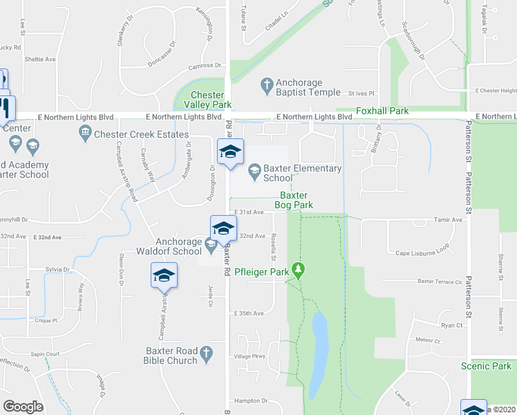 map of restaurants, bars, coffee shops, grocery stores, and more near 6407 East 31st Avenue in Anchorage