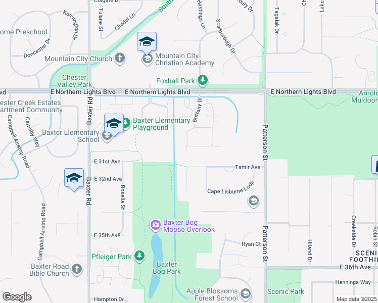 map of restaurants, bars, coffee shops, grocery stores, and more near 3132 Tayshee Circle in Anchorage