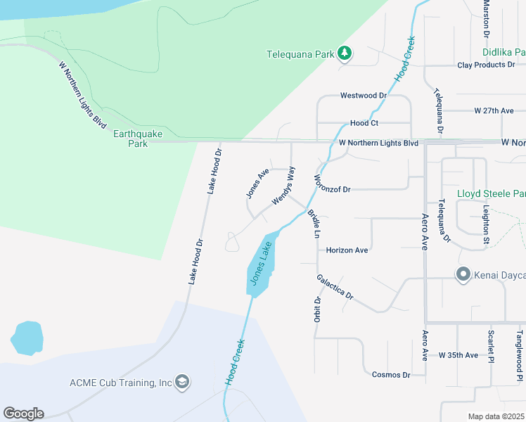 map of restaurants, bars, coffee shops, grocery stores, and more near Wendys Way in Anchorage