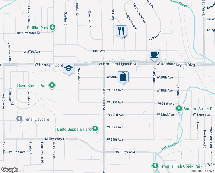 map of restaurants, bars, coffee shops, grocery stores, and more near in Anchorage