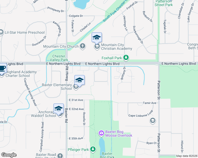 map of restaurants, bars, coffee shops, grocery stores, and more near 6521 Cimarron Circle in Anchorage